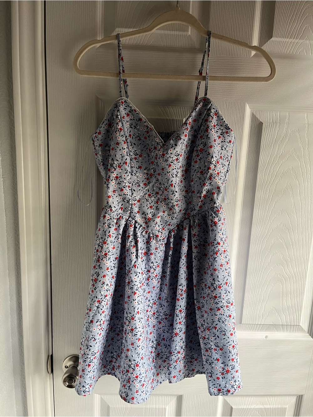 Francesca's Collections Light Blue Floral Mini Dress